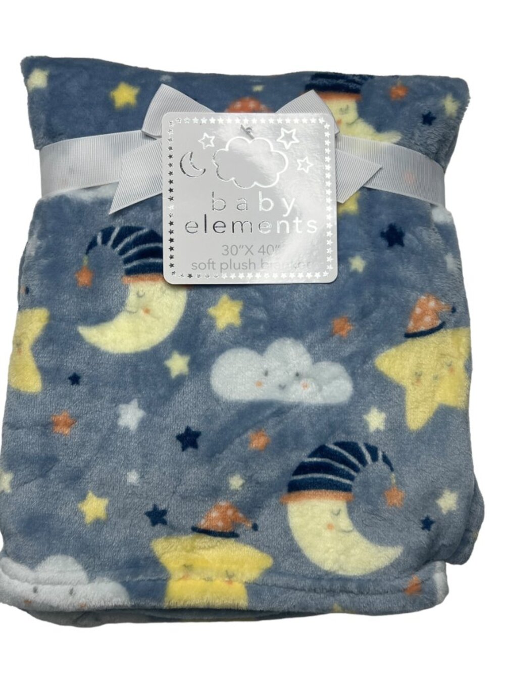 NWT Baby Blanket Sleeping Moon Clouds Stars Happy Faces Celestial Plush Toddler - Picture 6 of 8